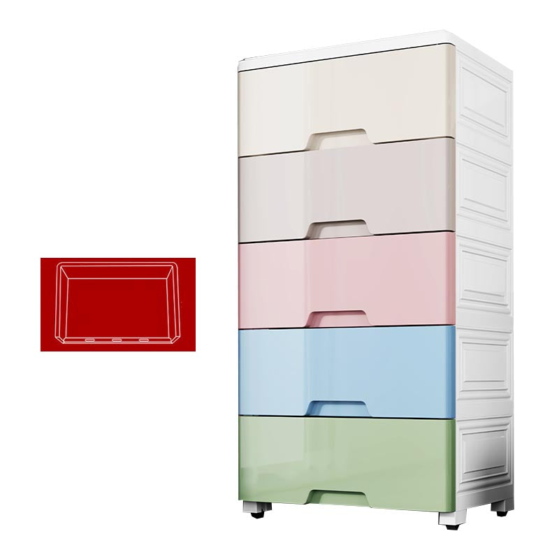 Contemporary Storage Cabinet Plastic Wardrobe Armoire with Drawer
