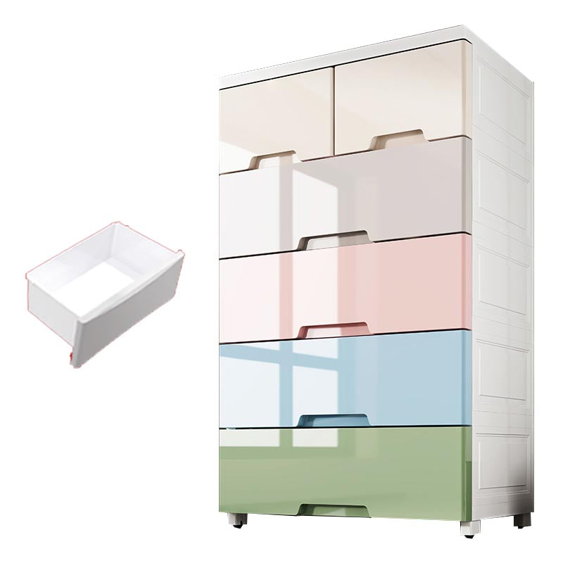 Contemporary Storage Cabinet Plastic Wardrobe Armoire with Drawer