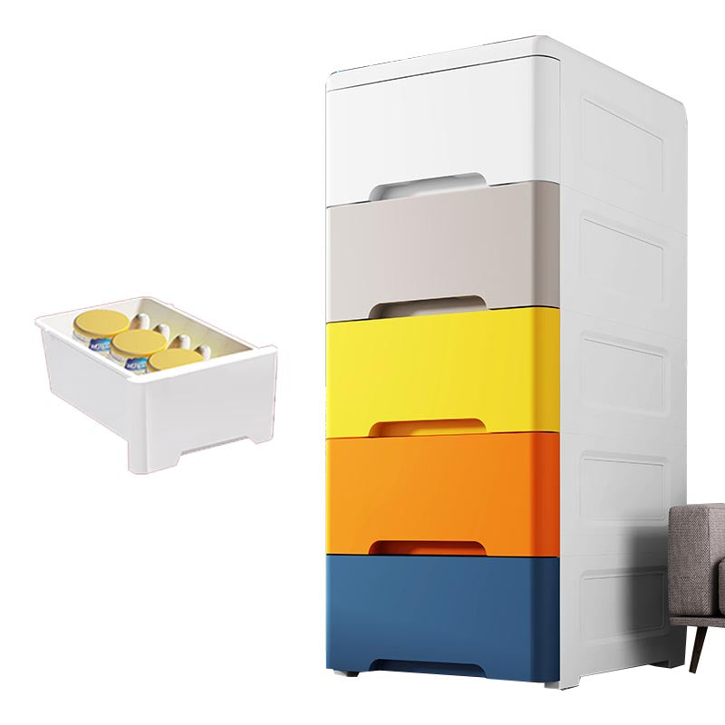 Contemporary Storage Cabinet Plastic Wardrobe Armoire with Drawer