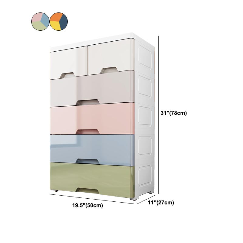 Contemporary Storage Cabinet Plastic Wardrobe Armoire with Drawer