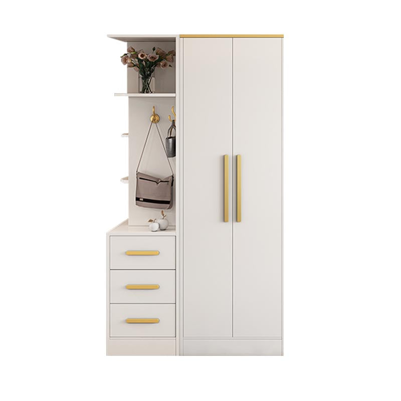Contemporary Style Wardrobe Wooden Cloth Rod Included Wardrobe Closet for Bedroom