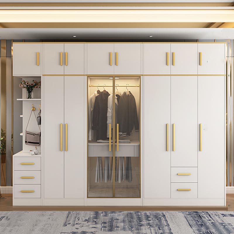 Contemporary Style Wardrobe Wooden Cloth Rod Included Wardrobe Closet for Bedroom