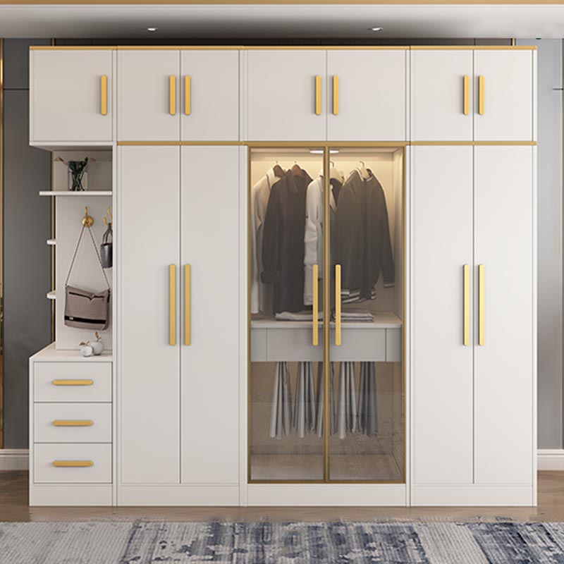 Contemporary Style Wardrobe Wooden Cloth Rod Included Wardrobe Closet for Bedroom