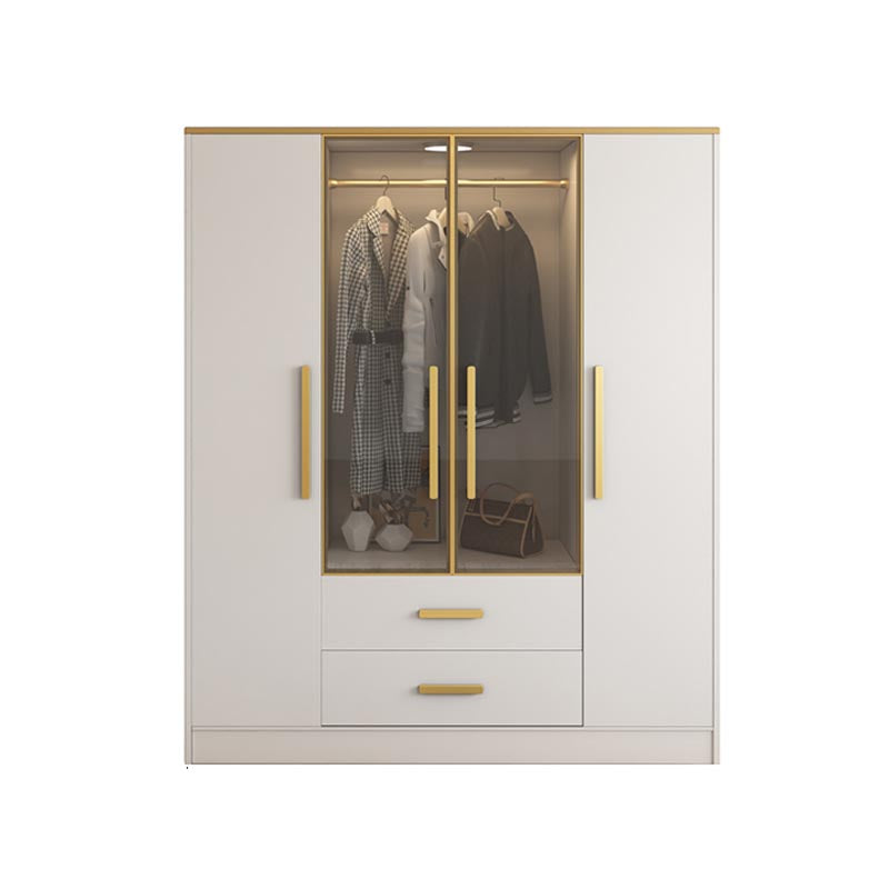 Contemporary Style Wardrobe Wooden Cloth Rod Included Wardrobe Closet for Bedroom