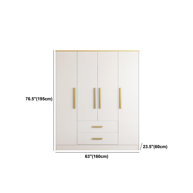 Contemporary Style Wardrobe Wooden Cloth Rod Included Wardrobe Closet for Bedroom