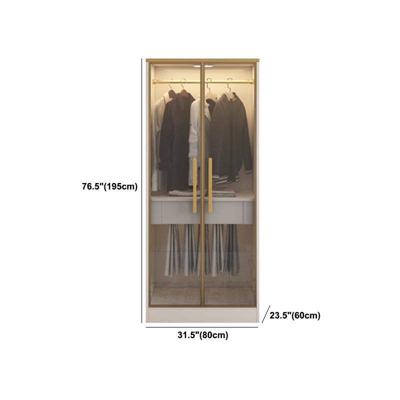 Contemporary Style Wardrobe Wooden Cloth Rod Included Wardrobe Closet for Bedroom