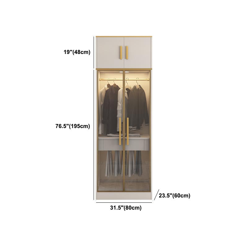 Contemporary Style Wardrobe Wooden Cloth Rod Included Wardrobe Closet for Bedroom