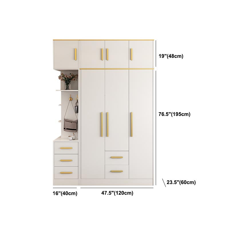 Contemporary Style Wardrobe Wooden Cloth Rod Included Wardrobe Closet for Bedroom