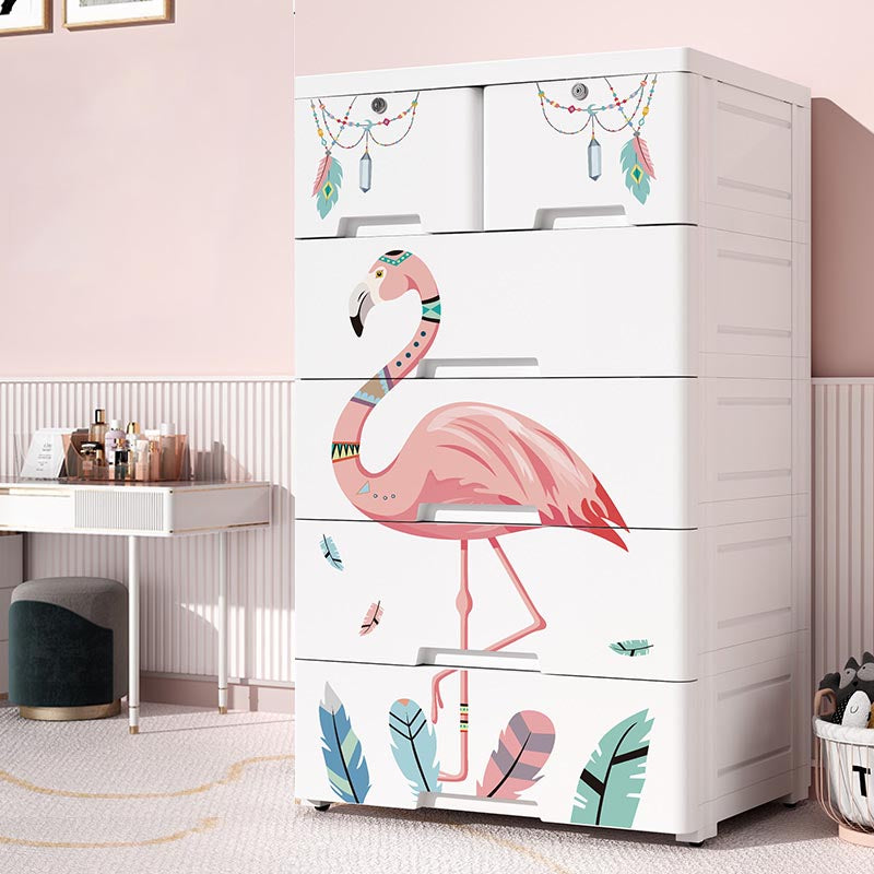 Contemporary Style Non-Hanging Armoire White Colour Plastic Wardrobe Closet