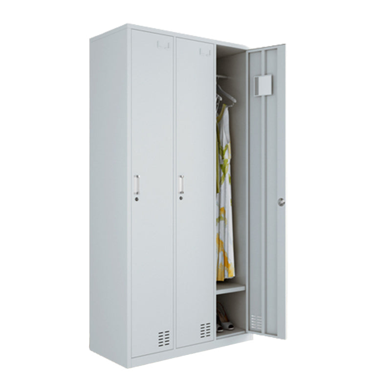 Modern Style Wardrobe Gray Colour Metal Wardrobe Closet with Locks