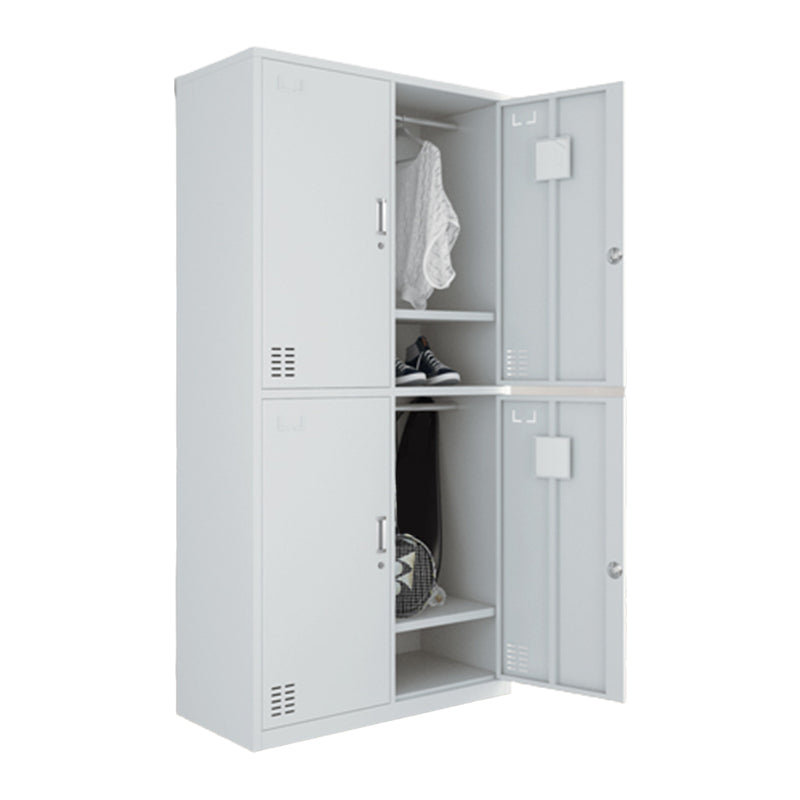 Modern Style Wardrobe Gray Colour Metal Wardrobe Closet with Locks