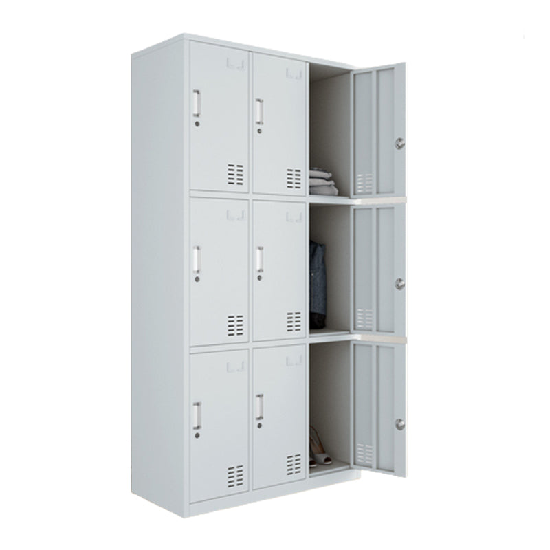 Modern Style Wardrobe Gray Colour Metal Wardrobe Closet with Locks