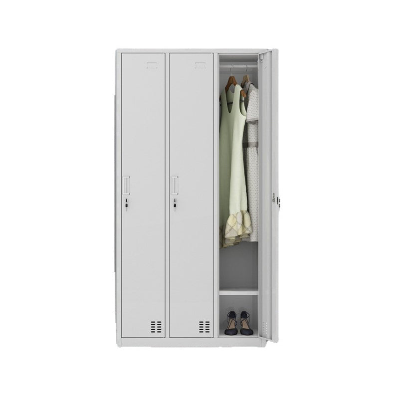 Modern Style Wardrobe Gray Colour Metal Wardrobe Closet with Locks