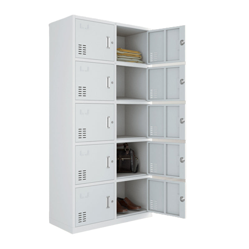 Modern Style Wardrobe Gray Colour Metal Wardrobe Closet with Locks
