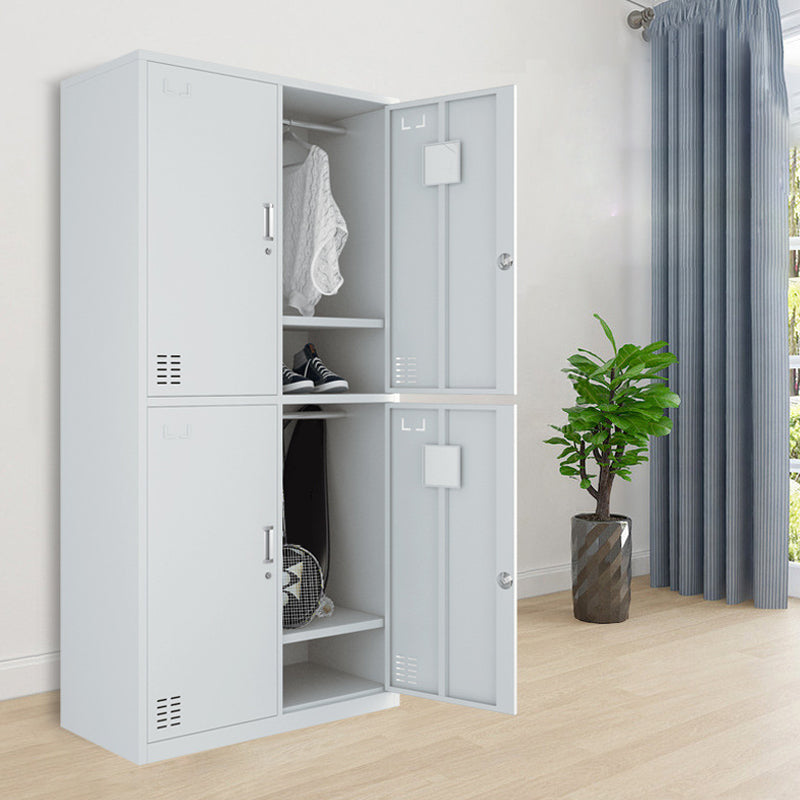 Modern Style Wardrobe Gray Colour Metal Wardrobe Closet with Locks