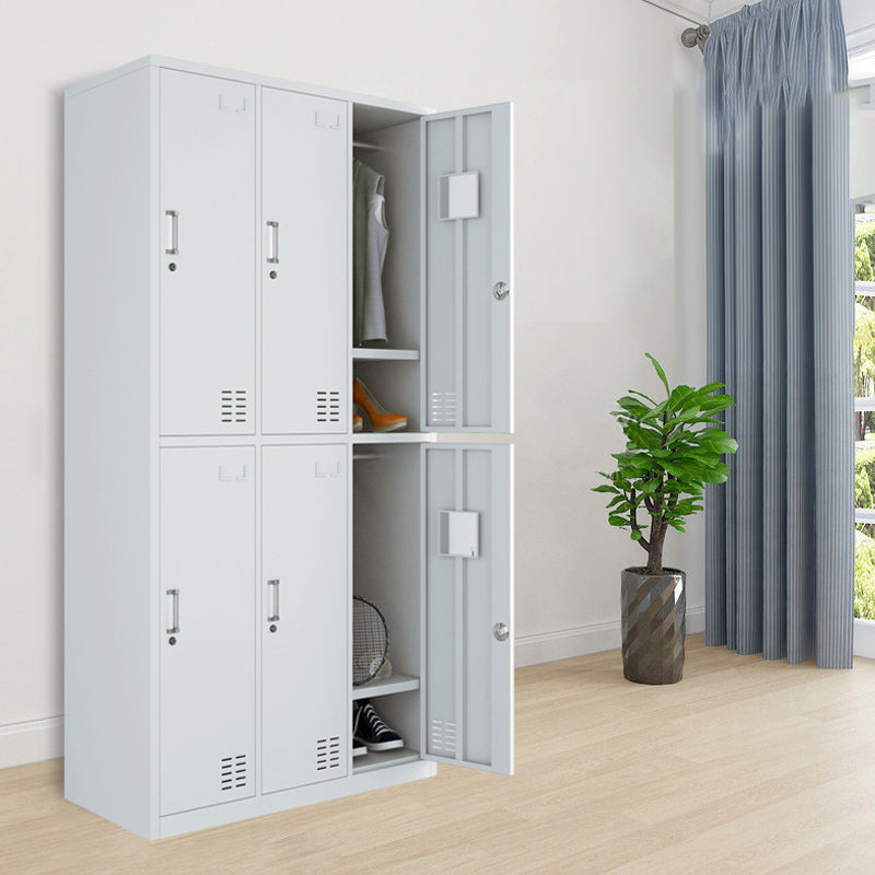 Modern Style Wardrobe Gray Colour Metal Wardrobe Closet with Locks
