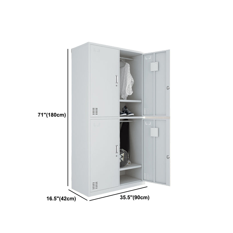 Modern Style Wardrobe Gray Colour Metal Wardrobe Closet with Locks
