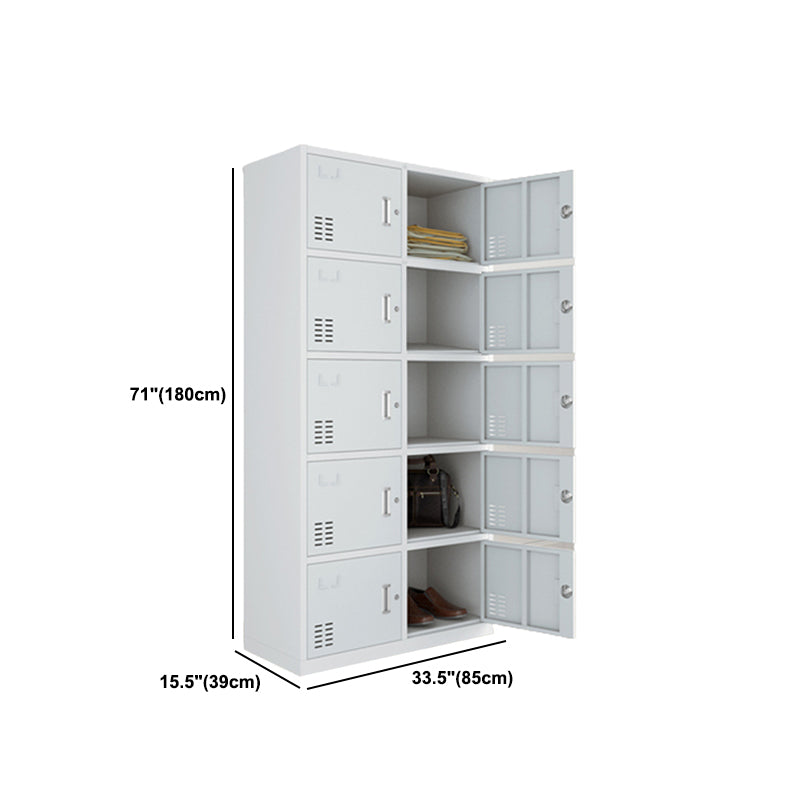 Modern Style Wardrobe Gray Colour Metal Wardrobe Closet with Locks