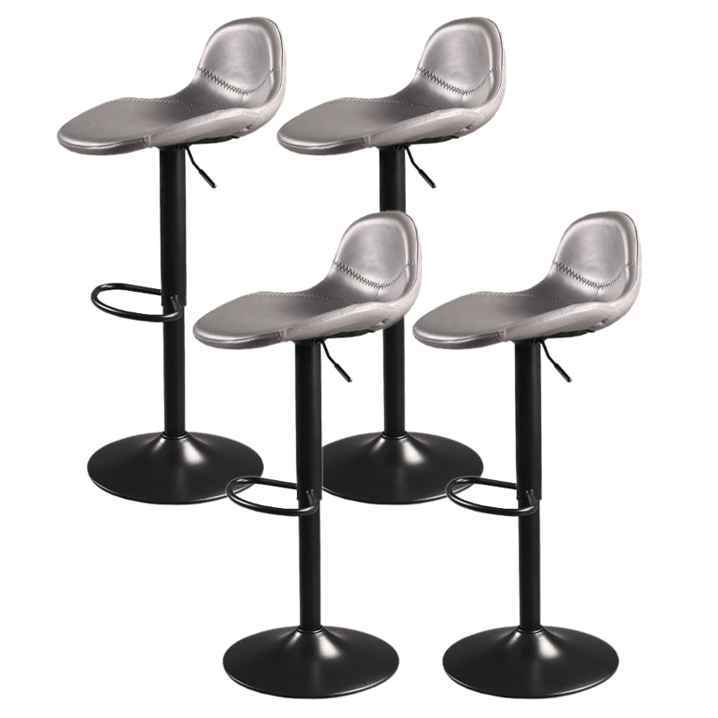 Contemporary Adjustable Height Barstool Faux Leather Swivel Bar Stools