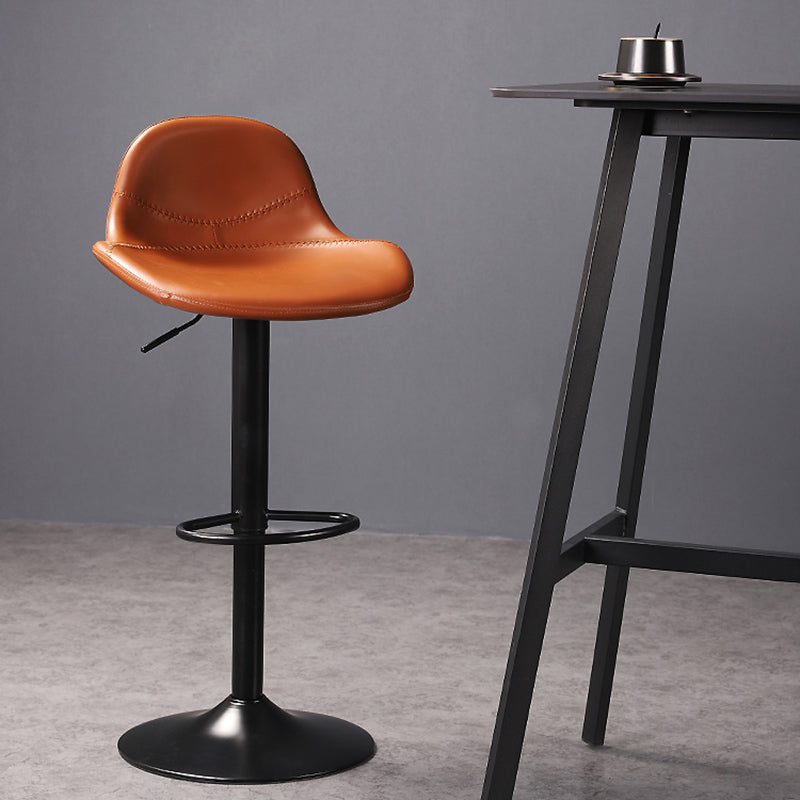 Contemporary Adjustable Height Barstool Faux Leather Swivel Bar Stools
