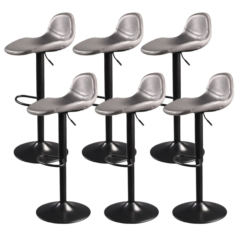 Contemporary Adjustable Height Barstool Faux Leather Swivel Bar Stools