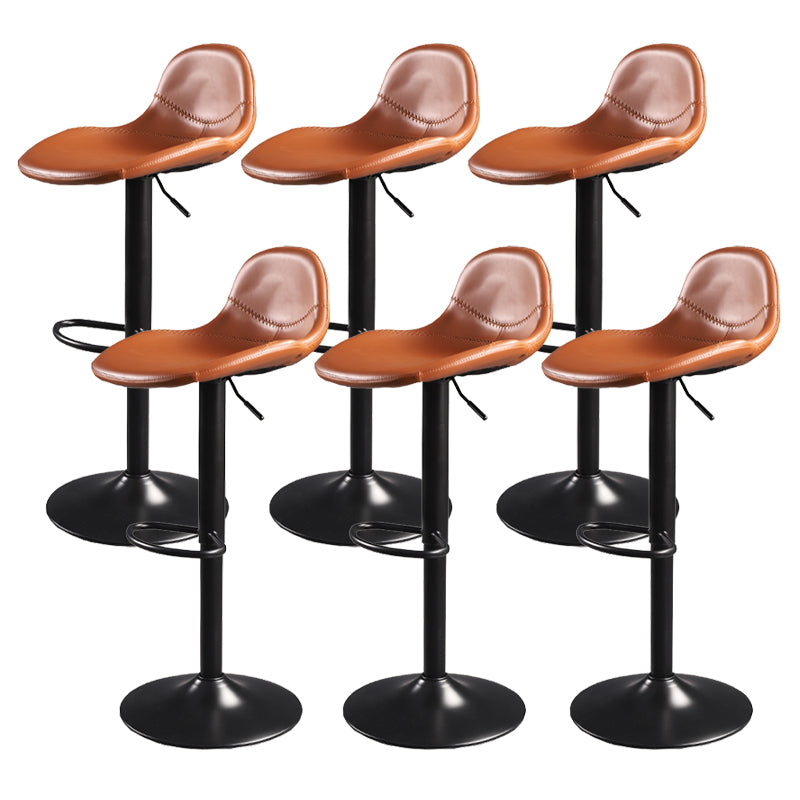 Contemporary Adjustable Height Barstool Faux Leather Swivel Bar Stools