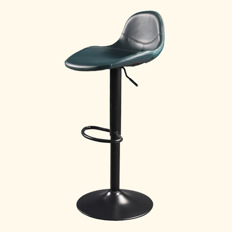 Contemporary Adjustable Height Barstool Faux Leather Swivel Bar Stools