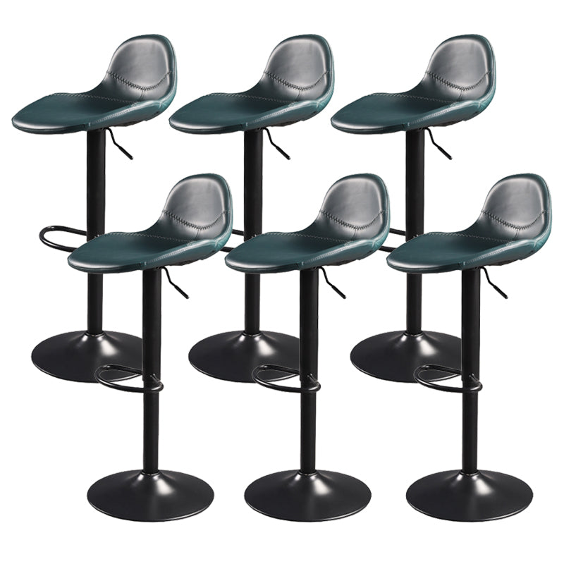 Contemporary Adjustable Height Barstool Faux Leather Swivel Bar Stools