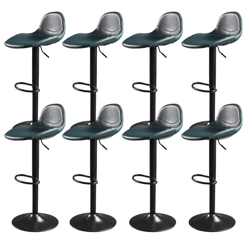 Contemporary Adjustable Height Barstool Faux Leather Swivel Bar Stools