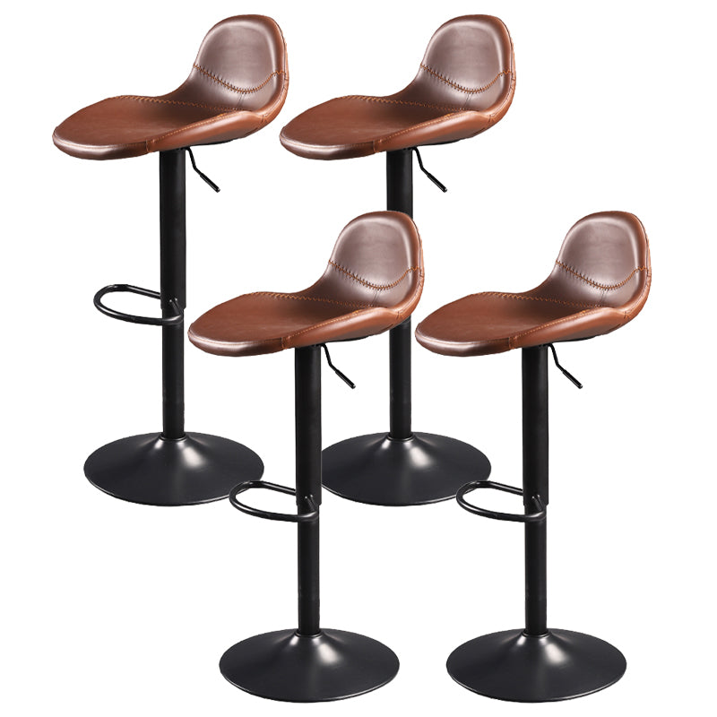 Contemporary Adjustable Height Barstool Faux Leather Swivel Bar Stools
