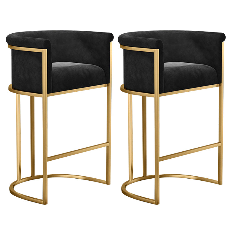 Glam Fabric Upholstered Counter Stool Bucket Seat Low Back Counter Chair