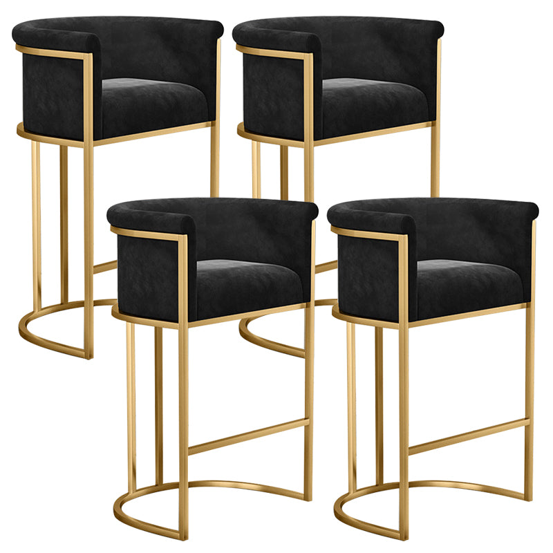 Glam Fabric Upholstered Counter Stool Bucket Seat Low Back Counter Chair