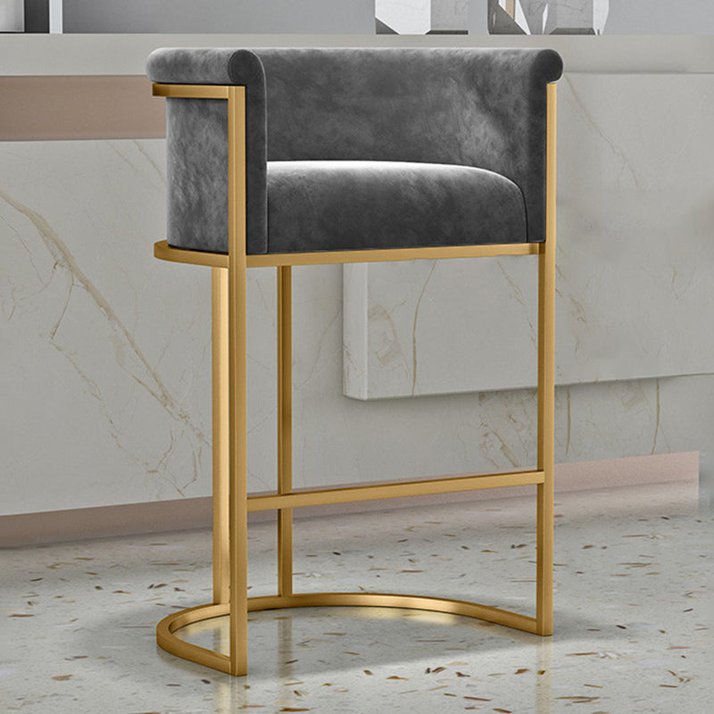 Glam Fabric Upholstered Counter Stool Bucket Seat Low Back Counter Chair