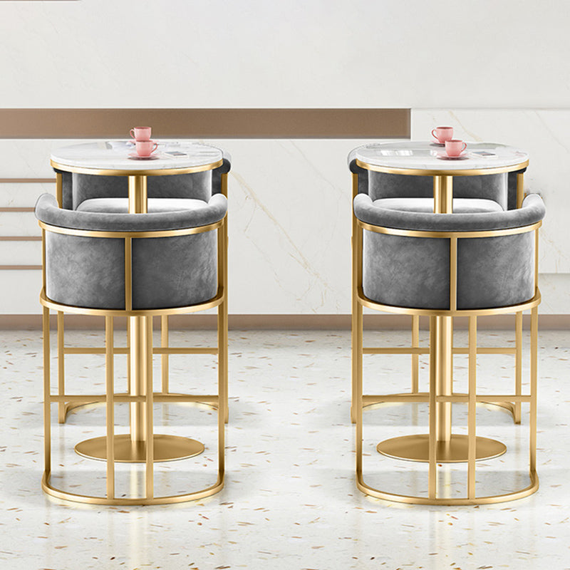 Glam Fabric Upholstered Counter Stool Bucket Seat Low Back Counter Chair