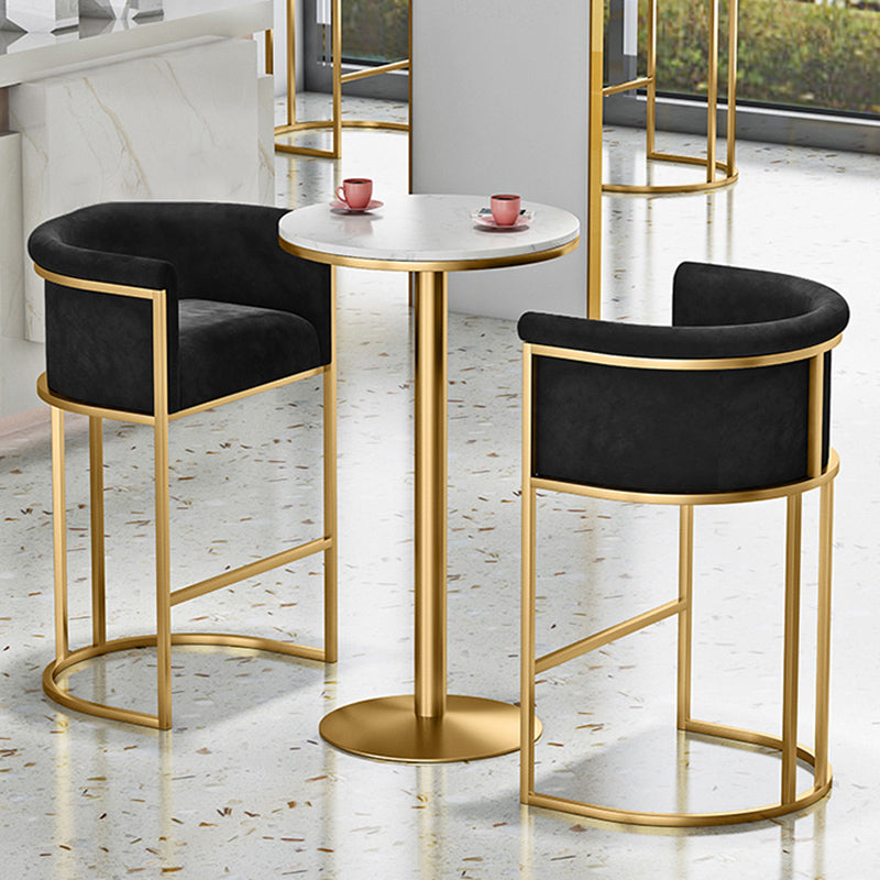 Glam Fabric Upholstered Counter Stool Bucket Seat Low Back Counter Chair