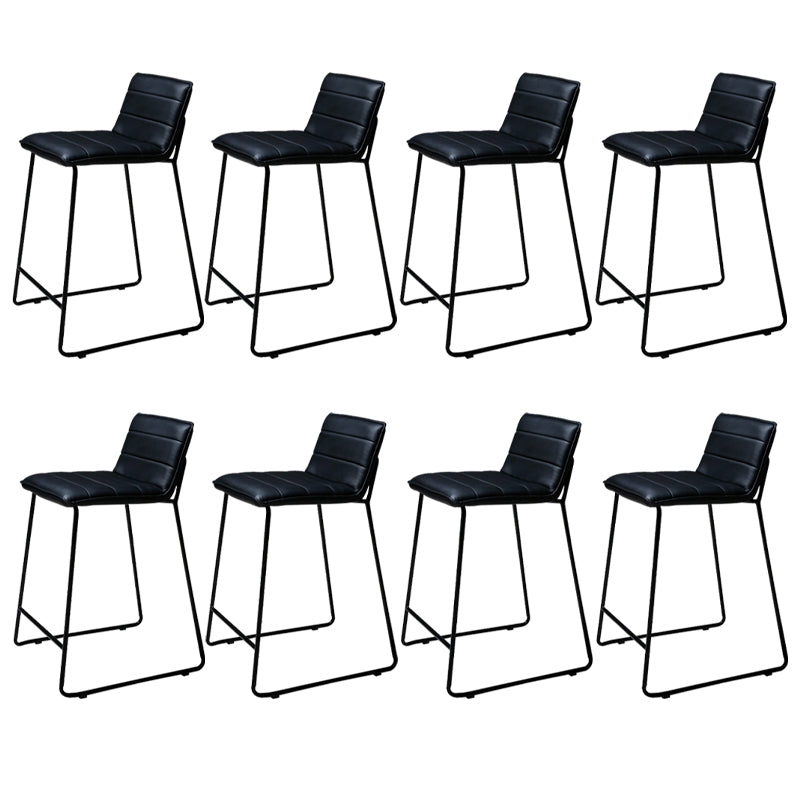 Scandinavian Black Iron Base Barstool Fabric and Faux Leather Bar Stools