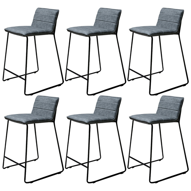 Scandinavian Black Iron Base Barstool Fabric and Faux Leather Bar Stools