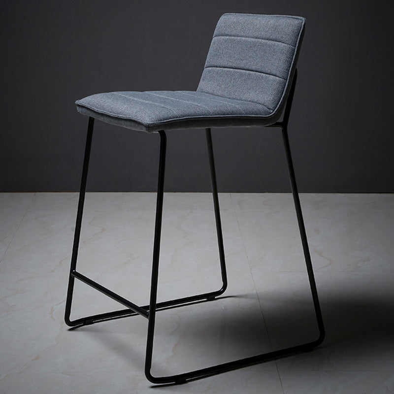 Scandinavian Black Iron Base Barstool Fabric and Faux Leather Bar Stools
