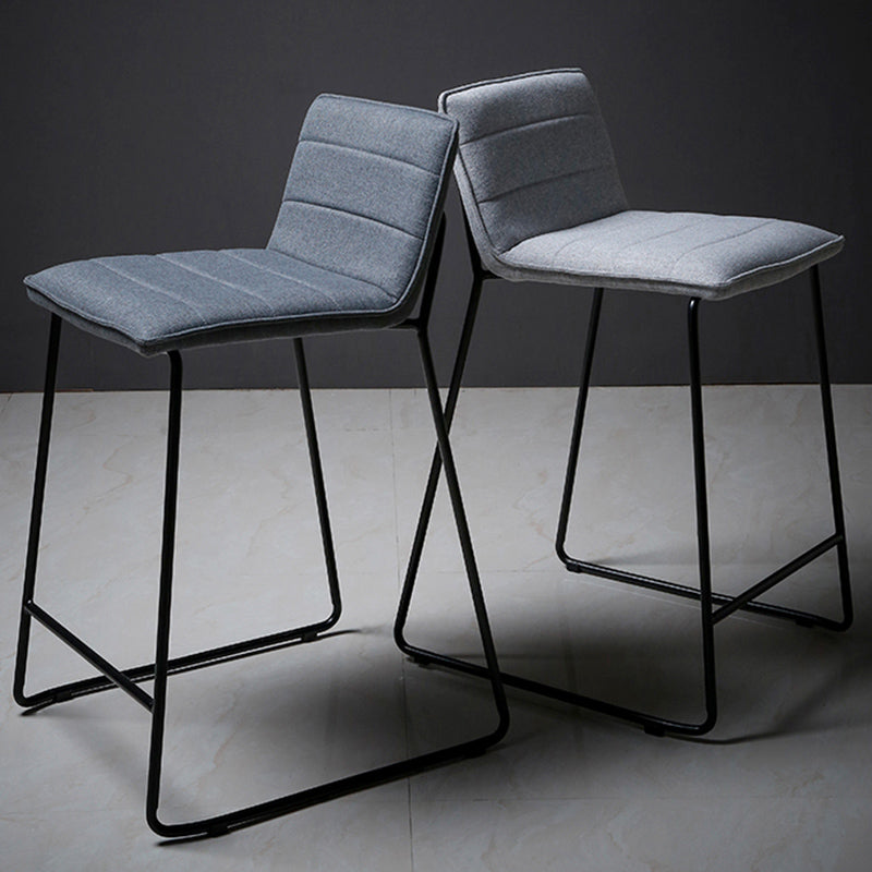 Scandinavian Black Iron Base Barstool Fabric and Faux Leather Bar Stools