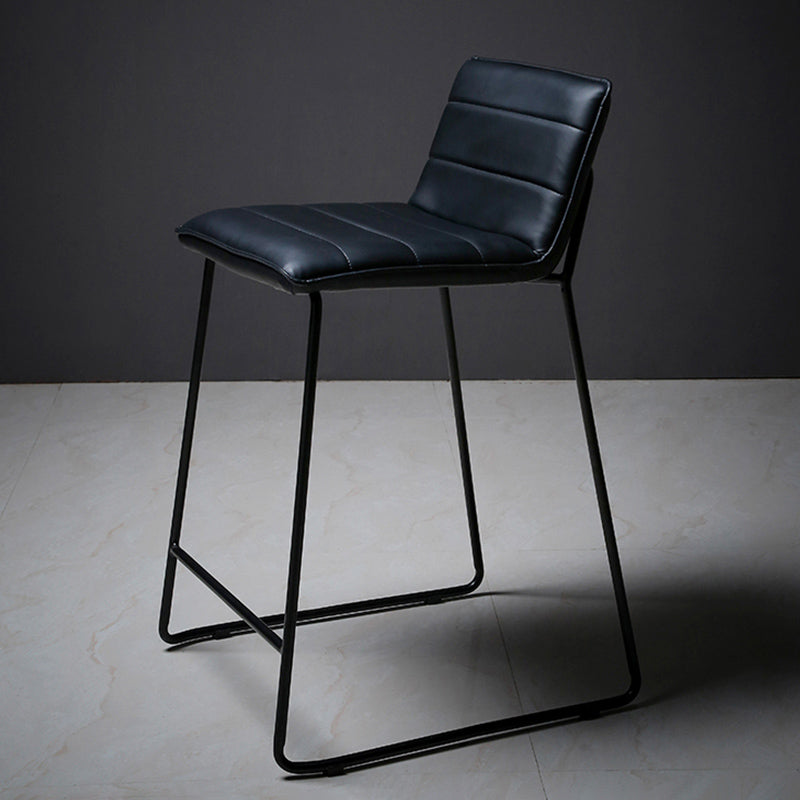 Scandinavian Black Iron Base Barstool Fabric and Faux Leather Bar Stools
