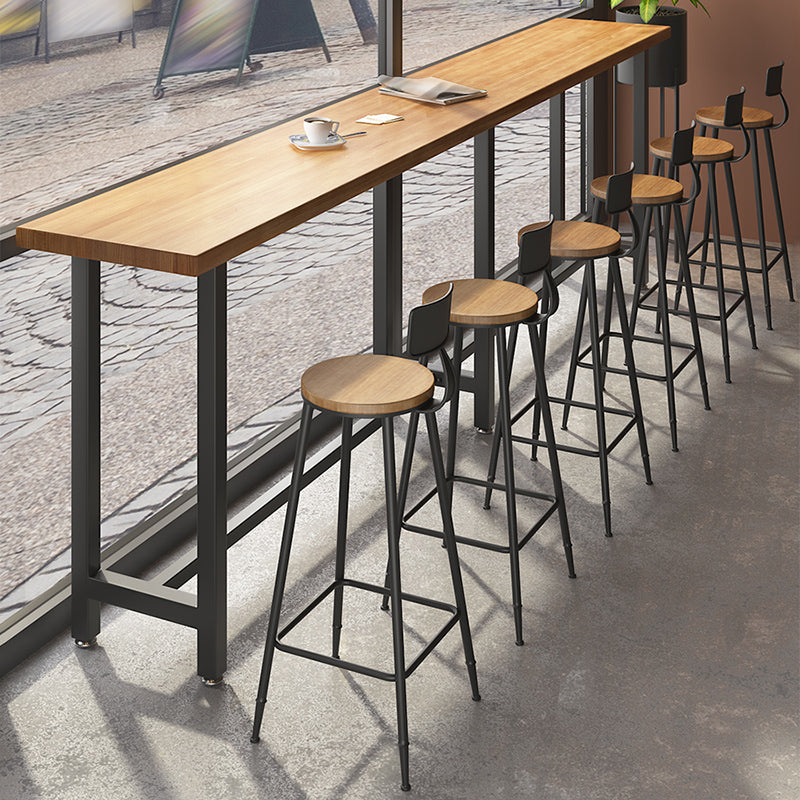 Industrial Metal Bar-stool with Black Base Round Low Back Counter-height Stool for Shop