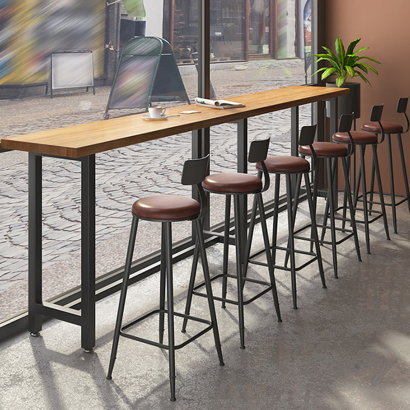 Industrial Metal Bar-stool with Black Base Round Low Back Counter-height Stool for Shop