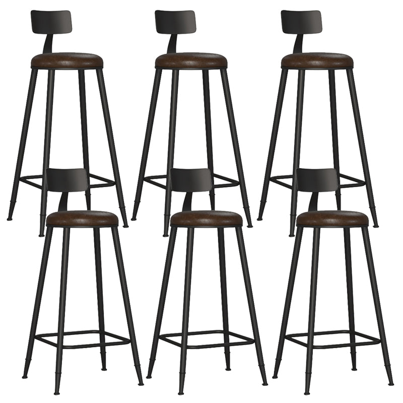 Industrial Metal Bar-stool with Black Base Round Low Back Counter-height Stool for Shop
