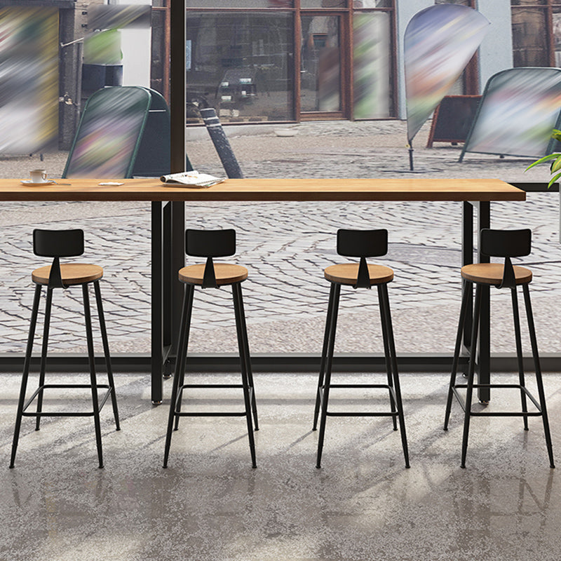 Industrial Metal Bar-stool with Black Base Round Low Back Counter-height Stool for Shop