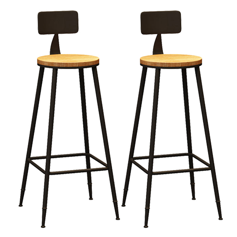 Industrial Metal Bar-stool with Black Base Round Low Back Counter-height Stool for Shop
