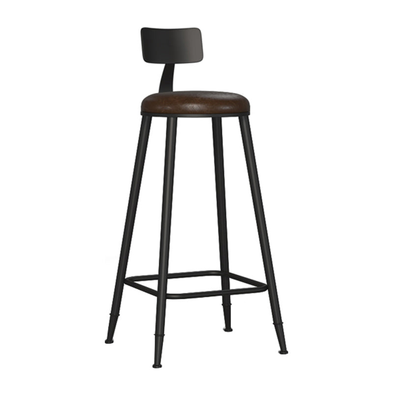 Industrial Metal Bar-stool with Black Base Round Low Back Counter-height Stool for Shop