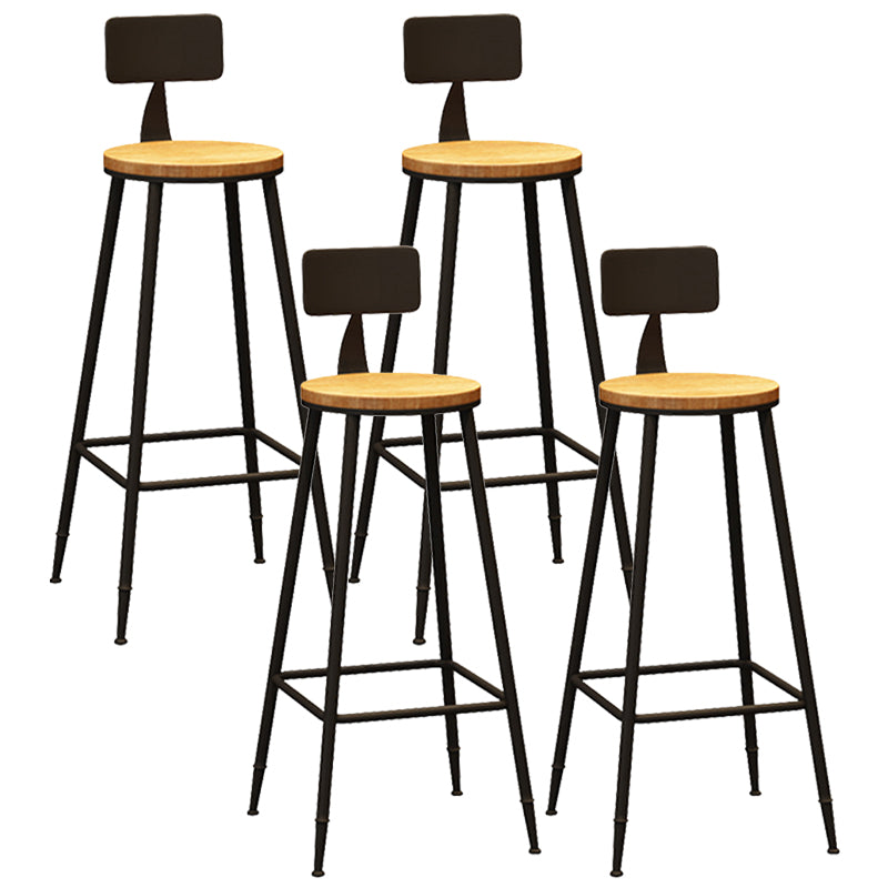 Industrial Metal Bar-stool with Black Base Round Low Back Counter-height Stool for Shop