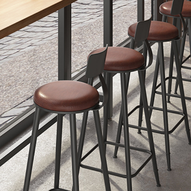 Industrial Metal Bar-stool with Black Base Round Low Back Counter-height Stool for Shop