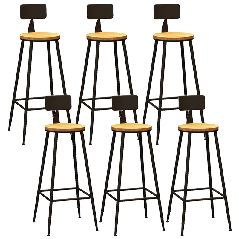 Industrial Metal Bar-stool with Black Base Round Low Back Counter-height Stool for Shop