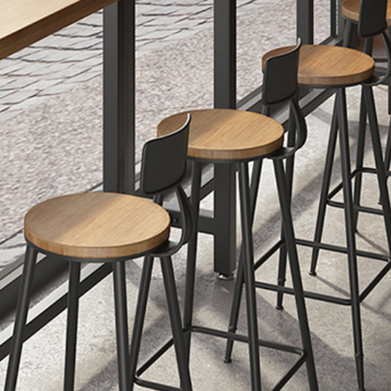 Industrial Metal Bar-stool with Black Base Round Low Back Counter-height Stool for Shop